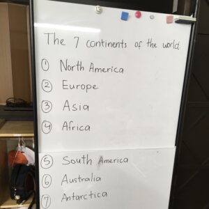 世界の大陸名について英語で学んでいます。